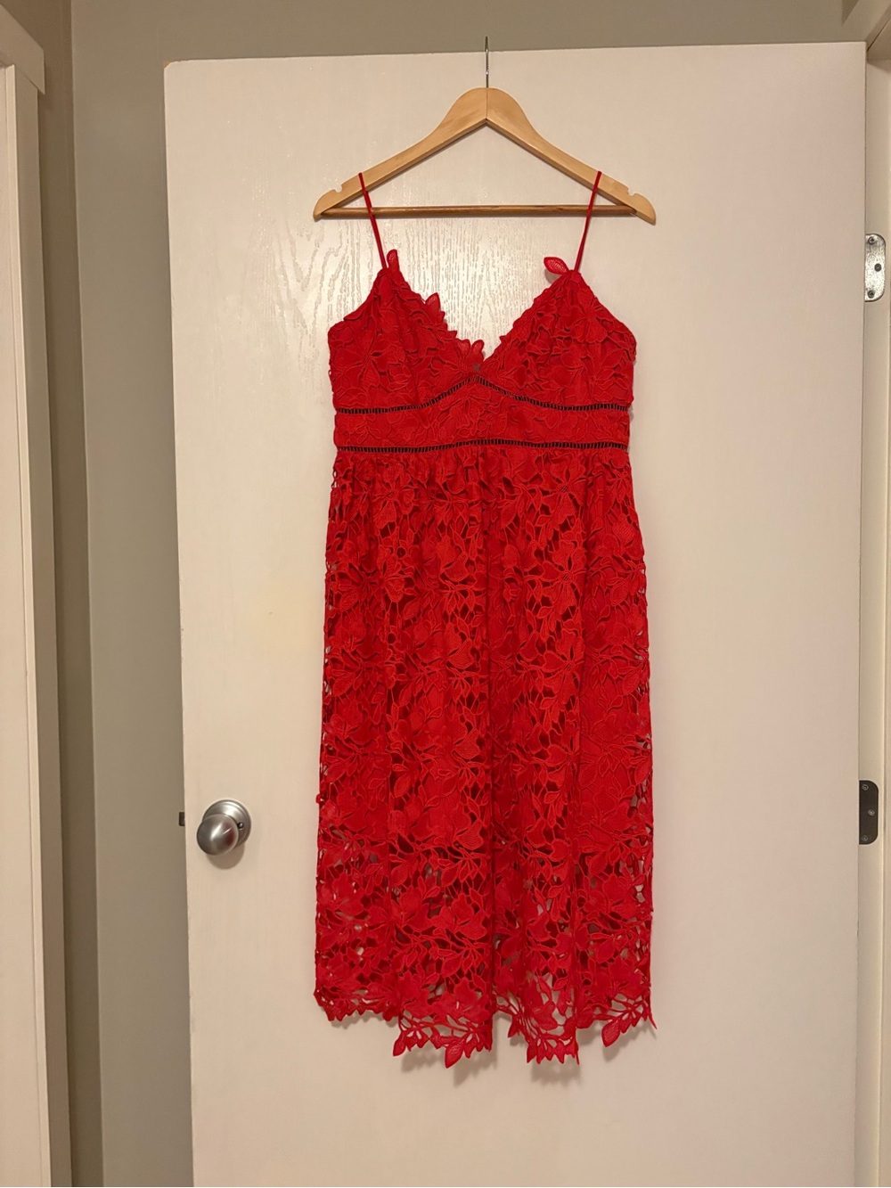 Bardot Red Lace Midi Dress - Picture 2 of 11